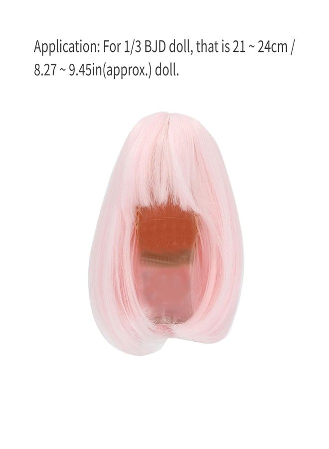 HAOHIZE Doll Wig, Doll Wig Straight Bang Shoulder Length Short Hair Soft Fiber Easy Cutting for 1/3 BJD 21~24cm / 8.27~9.45in (Roseate) - Image 2